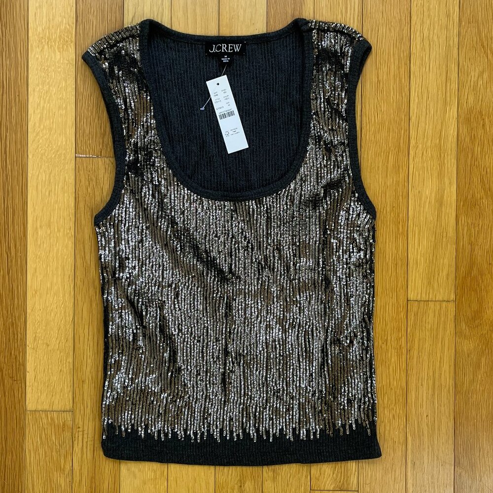 J Crew Vintage Rib Sequin Embellished Tank Top - Women's M